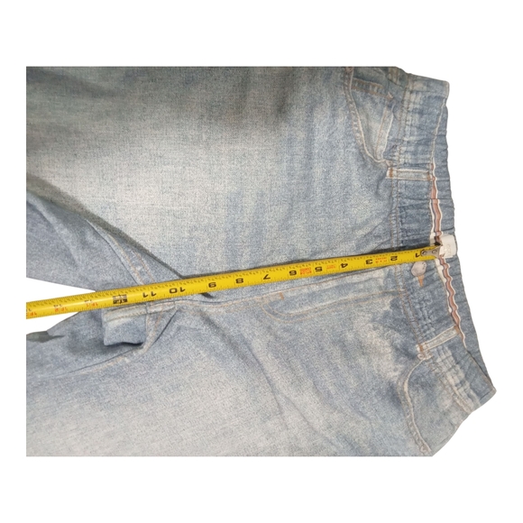 Ecru Light Wash Women's Pull-On Elastic Waist Wide Leg Casual Chic Jeans Small - Picture 7 of 9